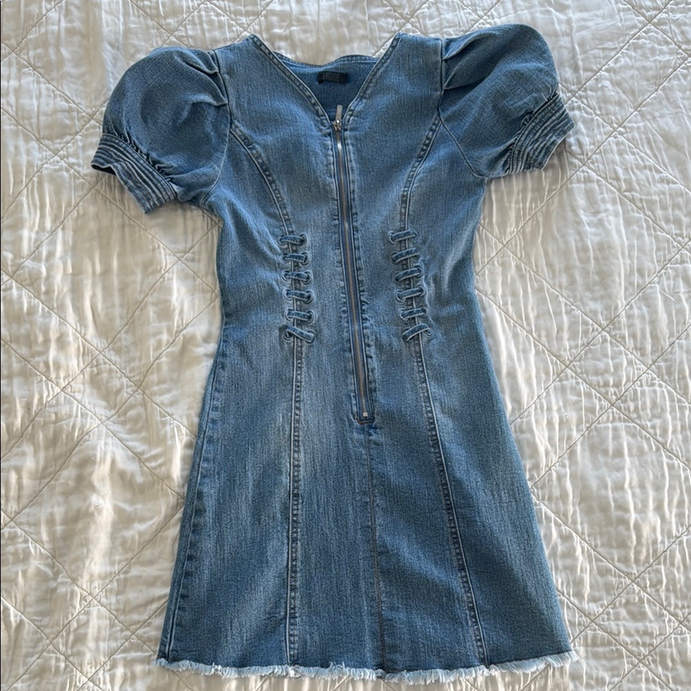 Stylish Blue Denim Kids Casual Dress